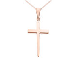 14K Pink Rose Gold Cross Pendant Necklace with Chain